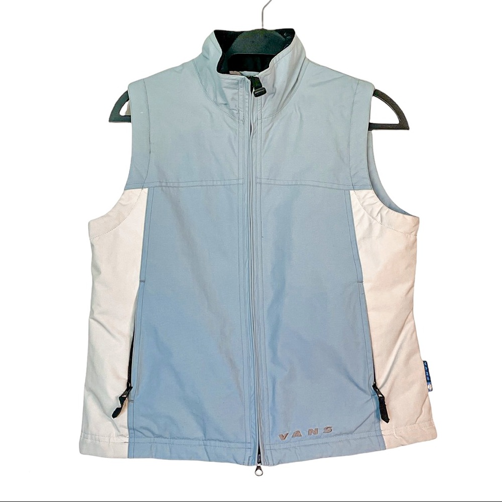 Vans Quilted Functional Snow Vest Zippered Blue/White Size Medium